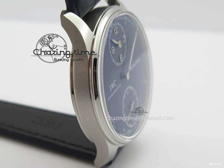 MIROTIME 1227 ZeroBulk Portuguese IW5444 SS Blue Dial On Blue Leather Strap A 7255